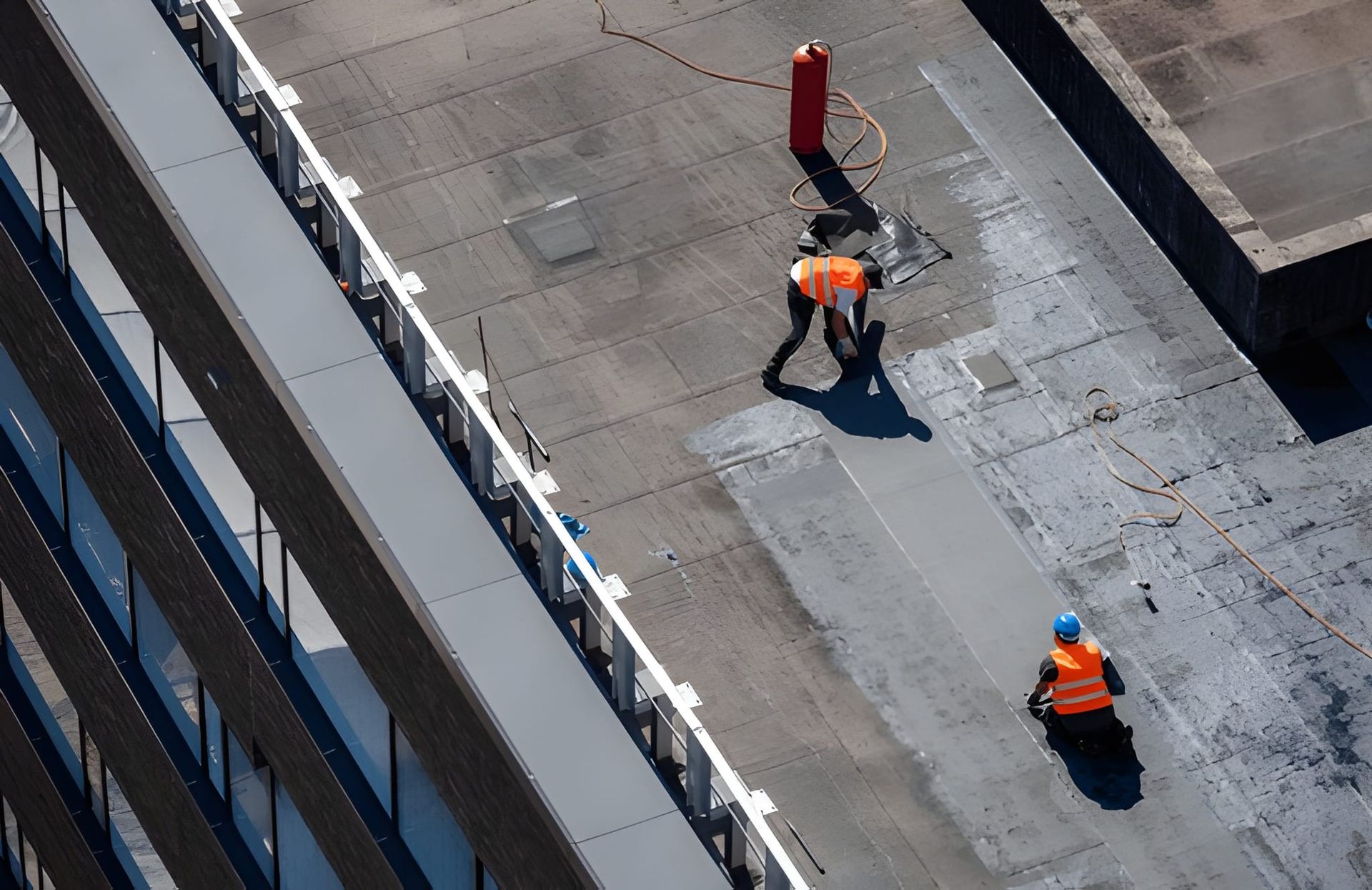 commercial roof repair aerial view